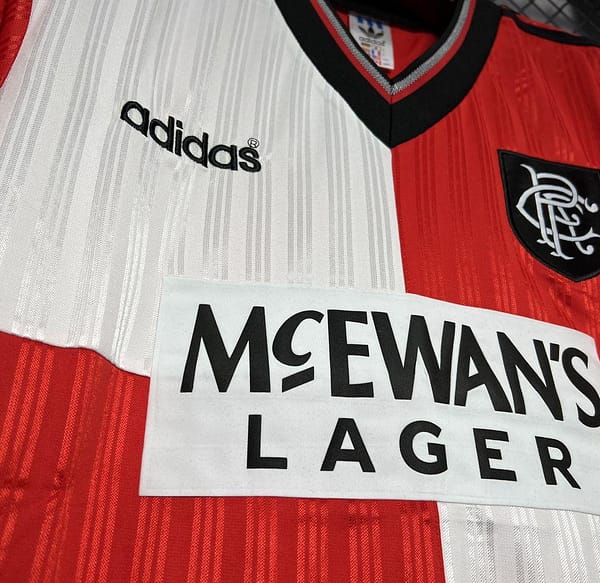 Retro 95/96 Glasgow Rangers Away White/Red Jersey - Image 5
