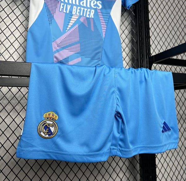 24/25 Kids Real Madrid Blue Goalkeeper Jersey - Image 5