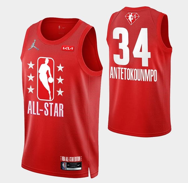 Adult 2022 All-Star Giannis Antetokounmpo Red Jersey
