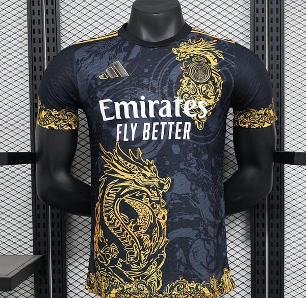 Player Version 24/25 Real Madrid Black Jersey With Golden Dragon