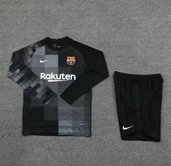 21/22 Barcelona Long Sleeve Black Goalkeeper Jesrey+Shorts - Image 4