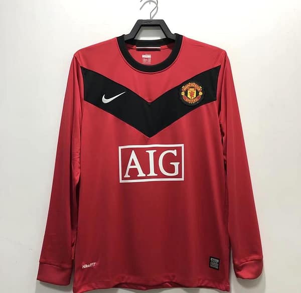 Retro 09/10 Long Sleeve Manchester United Home Soccer Jersey