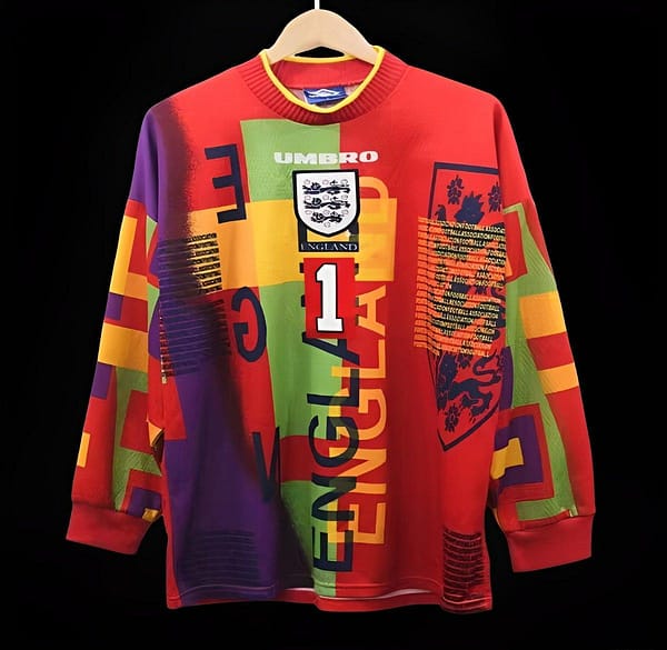 Retro 1996 England Red Goalkeeper Long Sleeve Jersey