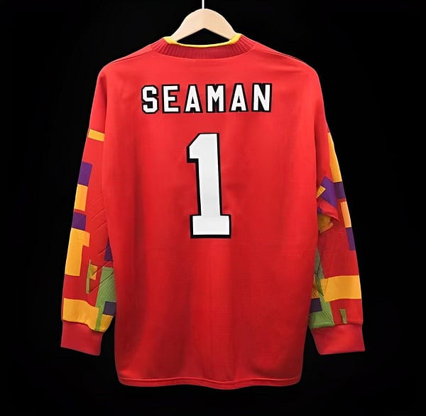 Retro 1996 England Red Goalkeeper Long Sleeve Jersey - Image 2