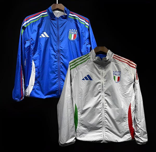 2024 Italy White/Blue Reversible Windbreaker