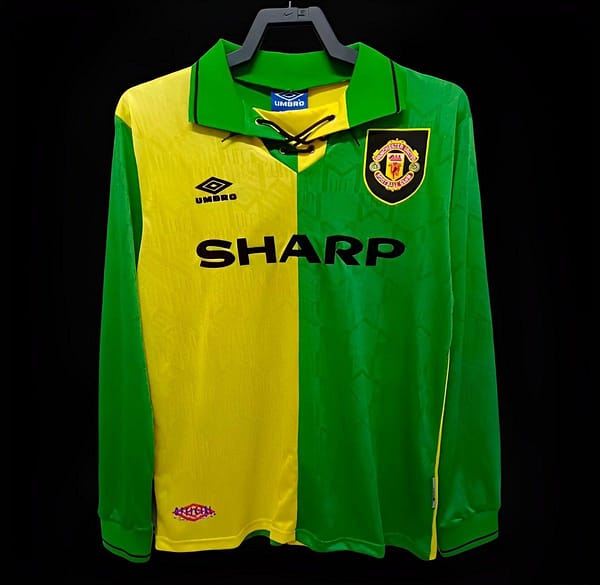 Retro 92/94 Manchester United Third Green/Yellow Long Sleeve Jersey