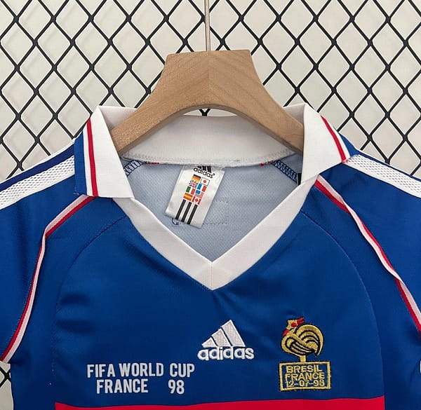 Retro 1998 Kids France Home Jersey - Image 7