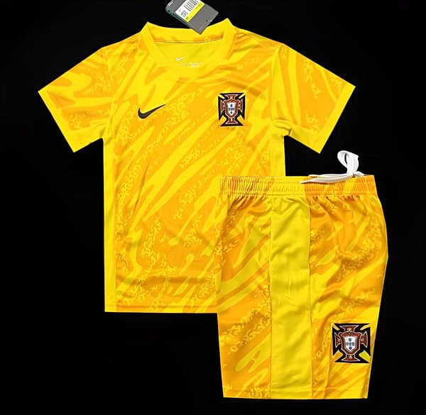 Kids 2024 Portugal Yellow Goalkeeper Jersey