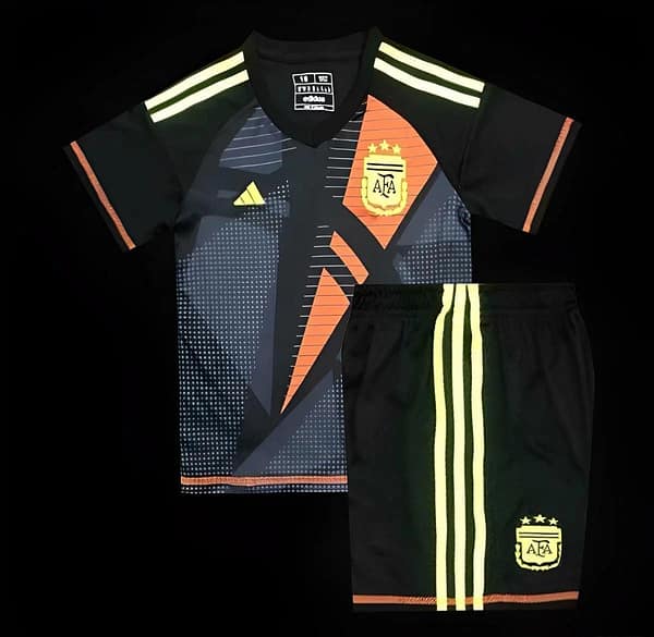 2024 Kids Argentina Black Goalkeeper Jersey