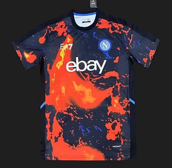 24/25 EA7 Napoli 2024 Pre-Match bright Red Volcanic Lava Pattern Jersey