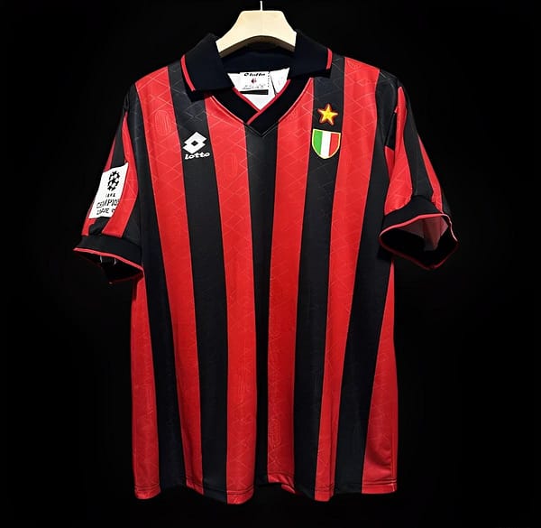 Retro 93/94 AC Milan Home Champion League Jersey With Patches