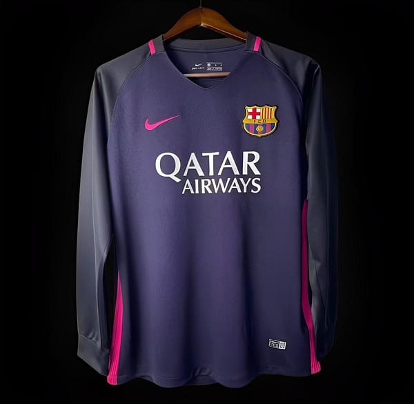 Retro 16-17 Barcelona Away Purple Long Sleeve Jersey