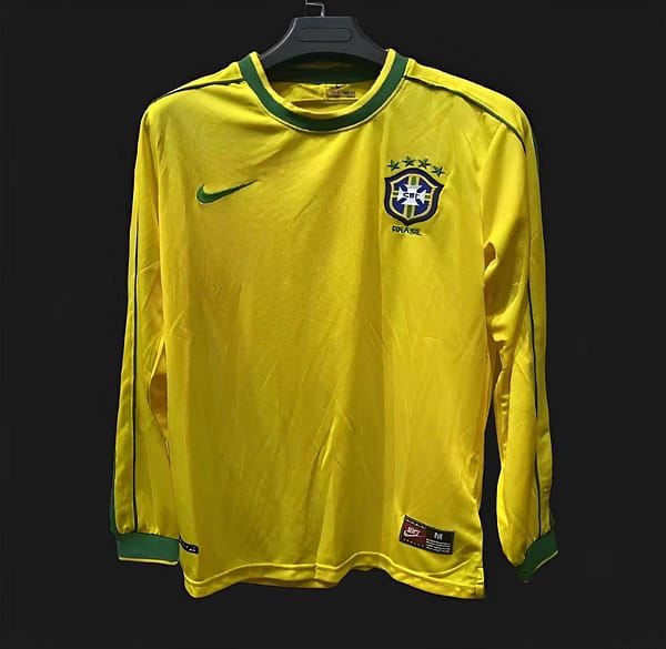 Retro 1998 Brazil Home Long Sleeve Jersey