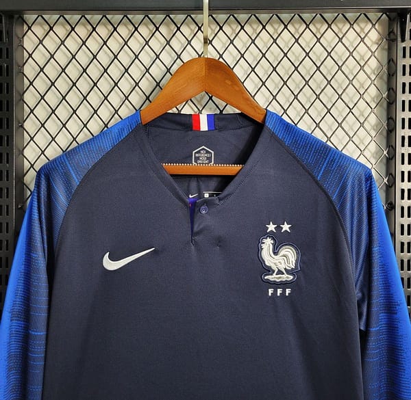 Retro 2018 France Home Long Sleeve Jersey - Image 7