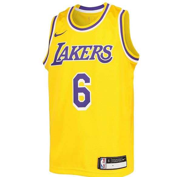 2021/22 JAMES#6 Los Angeles Lakers Nike Yellow NBA Jersey