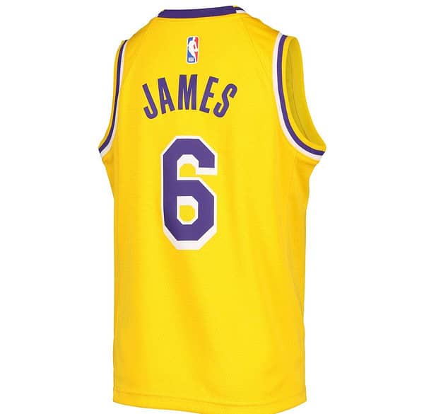 2021/22 JAMES#6 Los Angeles Lakers Nike Yellow NBA Jersey - Image 2