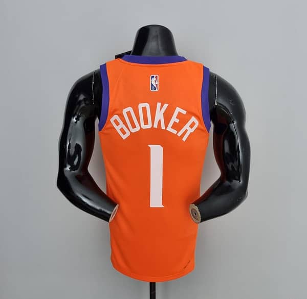 75th Anniversary BOOKER#1 Phoenix Suns Jordan Theme Orange NBA Jersey - Image 4