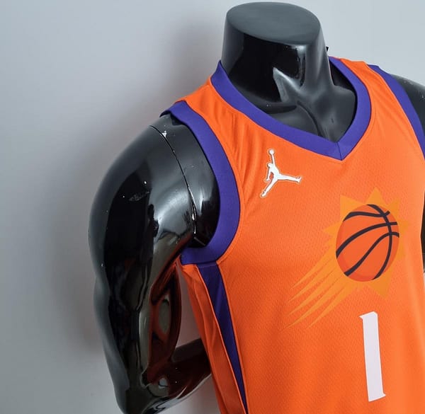 75th Anniversary BOOKER#1 Phoenix Suns Jordan Theme Orange NBA Jersey - Image 7