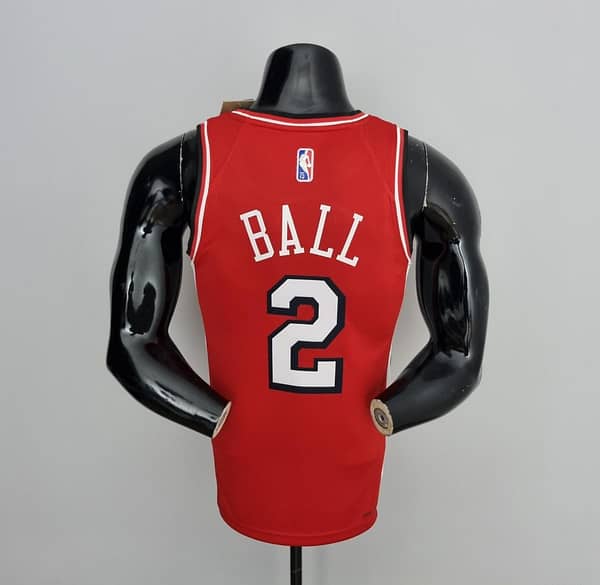75th Anniversary 2022 Season Chicago Bulls BALL #2 City Edition Red NBA Jersey - Image 4