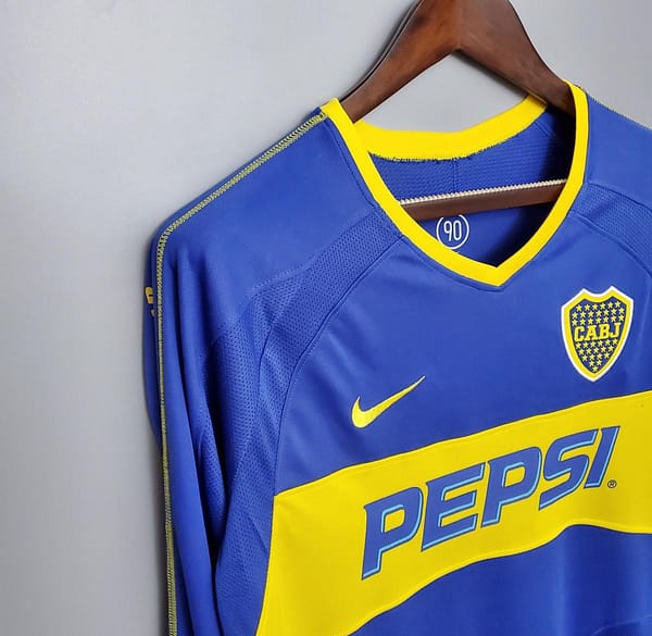 Retro Long Sleeve Boca Juniors 03/04 home Soccer Jersey - Image 6