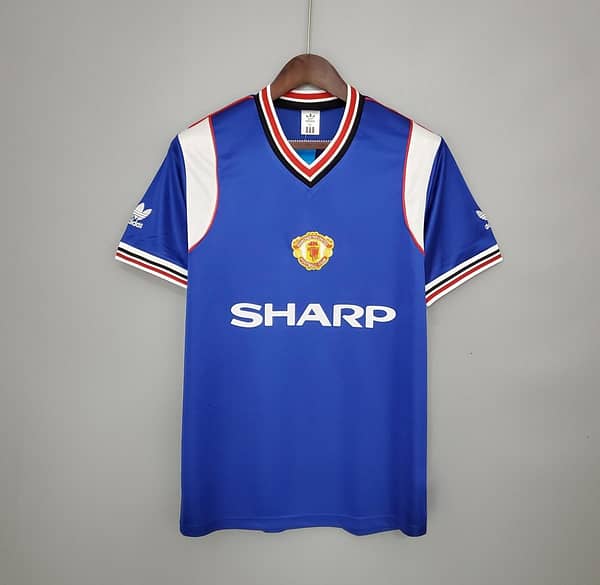 Retro Manchester United 85/86 away blue Soccer Jersey
