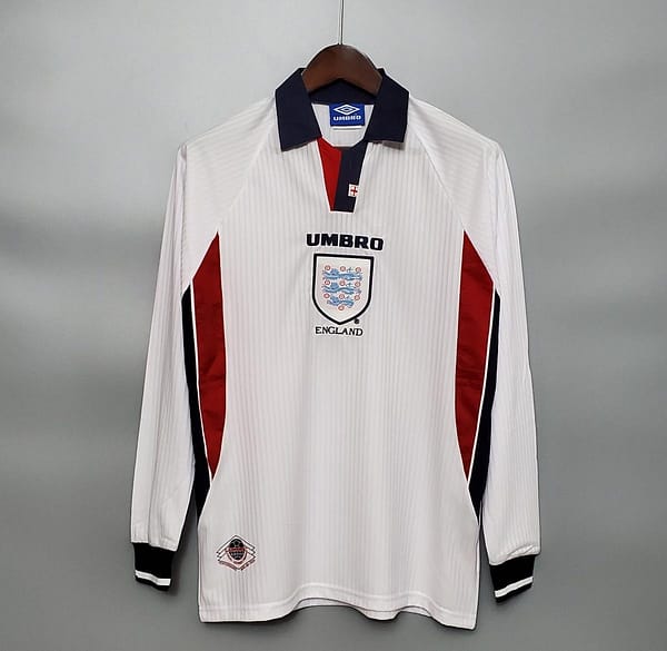Retro Long Sleeve 1998 England home Soccer Jersey