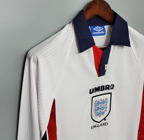 Retro Long Sleeve 1998 England home Soccer Jersey - Image 5