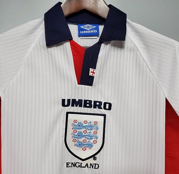 Retro Long Sleeve 1998 England home Soccer Jersey - Image 9