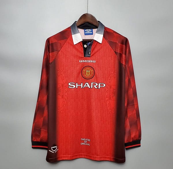 Retro Long Sleeve 1996 Manchester United home Soccer Jersey