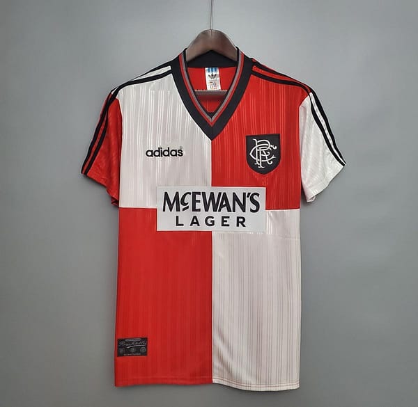 Retro 95/96 Rangers Red and White Soccer Jersey