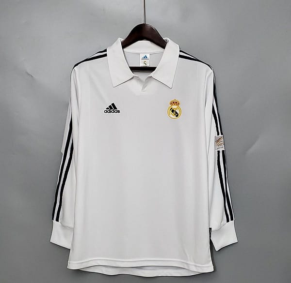 Retro Long Sleeve 01/02 Real Madrid Home Champion league Jersey (No Sponsor)