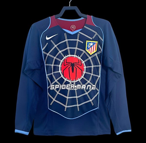 Retro 04/05 Long Sleeve Atletico Madrid Away Blue Jersey
