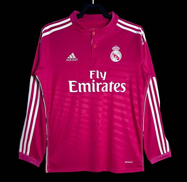 Retro 14/15 Real Madrid Away Pink Long Sleeve Jersey