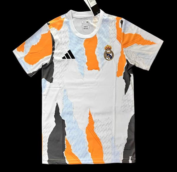 24/25 Real Madrid Adidas White Crew Orange Pre-Match Jersey