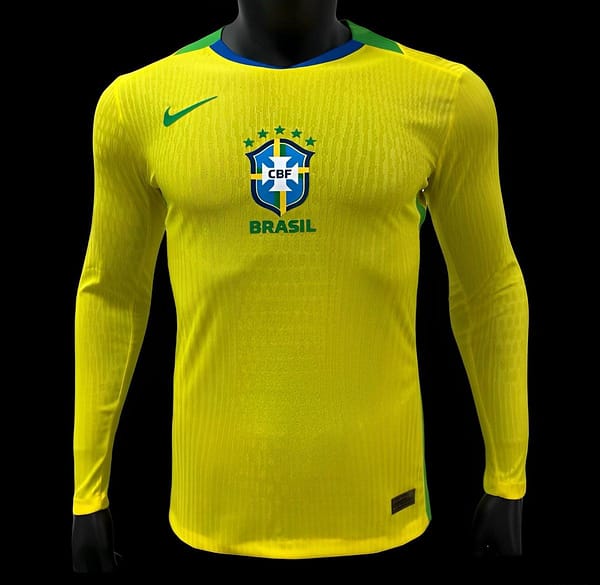 Player Version 2025 Brazil Home Long Sleeve Jersey