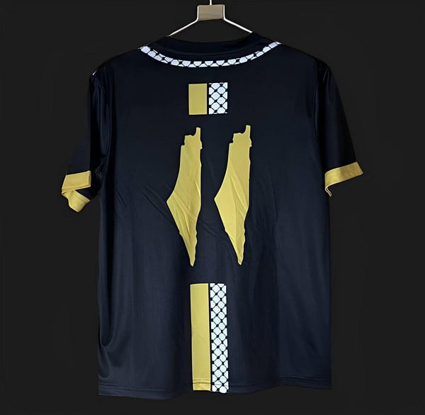 25/26 FC Palestina Black with Gold and Kufiya Pattern Jersey - Image 2