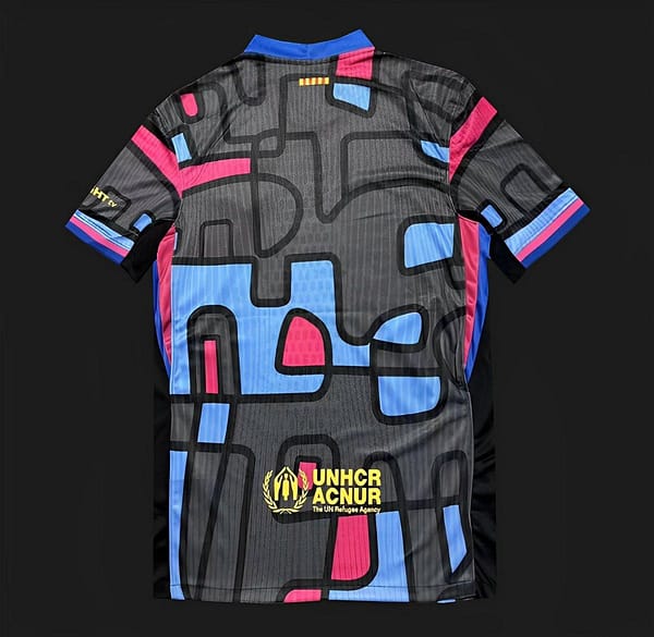 25/26 FC Barcelona Black with Blue & Pink Abstract Pattern Jersey - Image 2