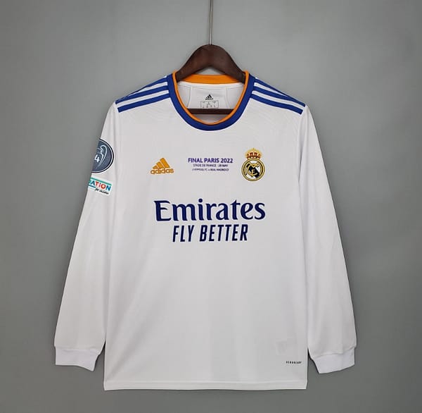 21/22 Real Madrid Final Version Long Sleeve Home Soccer Jersey - Image 2