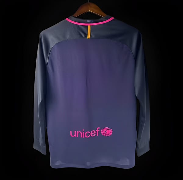 Retro 16-17 Barcelona Away Purple Long Sleeve Jersey - Image 2