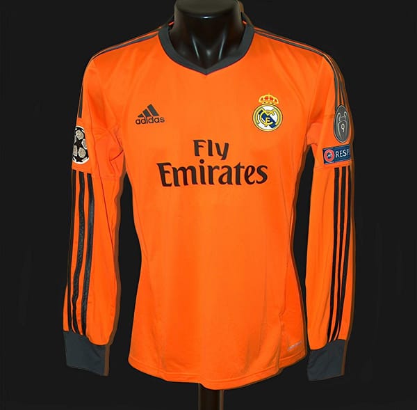 Retro 13/14 Real Madrid Third Orange Long Sleeve Jersey Worn By Ronaldo