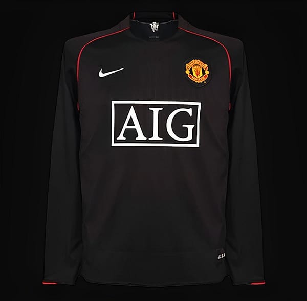 Retro 07/08 Manchester United Away Black Long Sleeve Jersey - Image 8