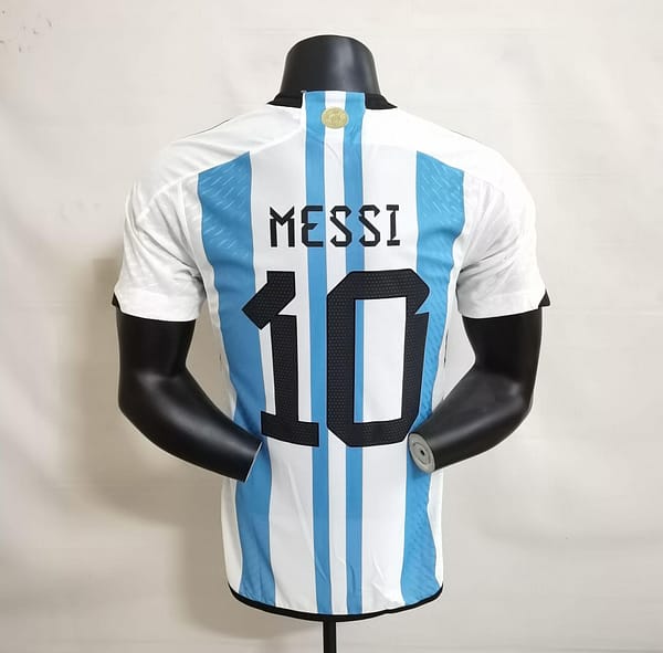 Player Version 3 Stars 2022 Argentina MESSI #10 Home Jersey With World Cup Champion Patches - Image 3