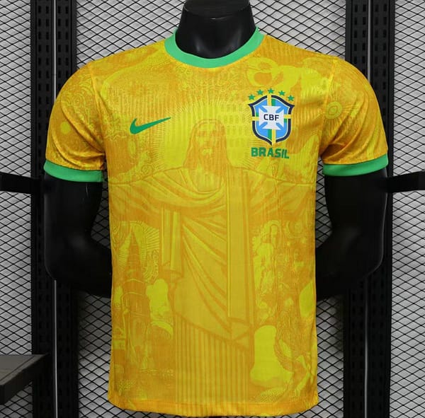 Player Version 2024 Brazil Christ Yellow Goalkeeper Special Jersey