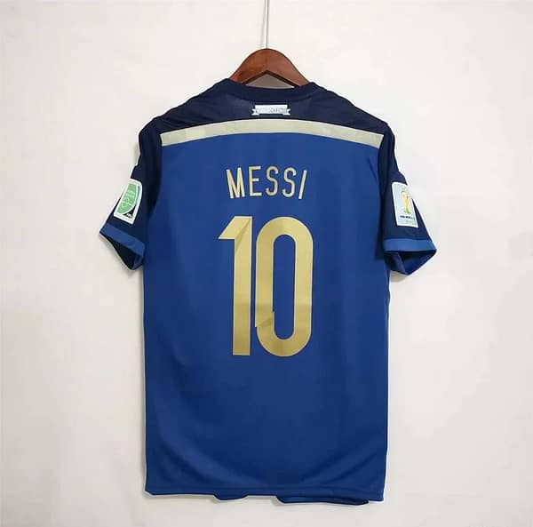 Retro 2014 Argentina Away Messi Jersey With World Cup Patch - Image 2