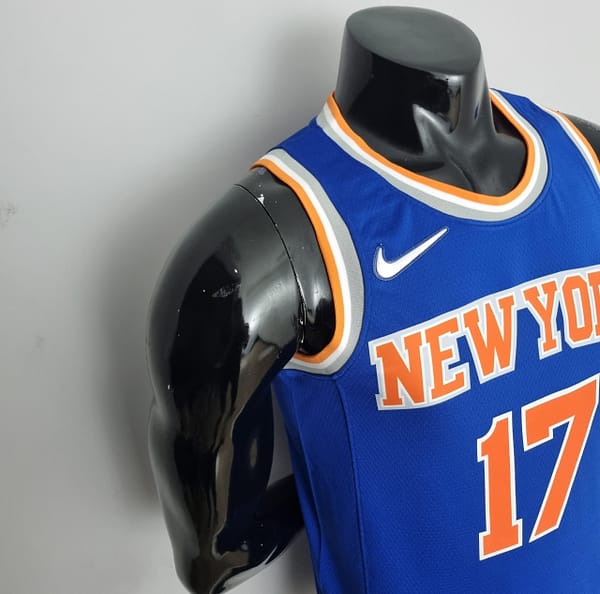 75th Anniversary Lin #17 New York Knicks Blue NBA Jersey - Image 3