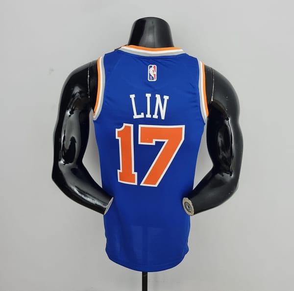 75th Anniversary Lin #17 New York Knicks Blue NBA Jersey - Image 5
