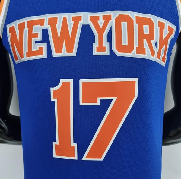 75th Anniversary Lin #17 New York Knicks Blue NBA Jersey - Image 6