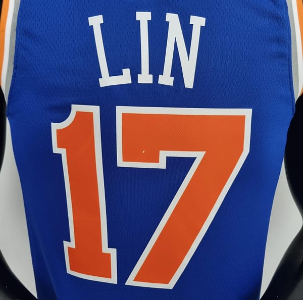 75th Anniversary Lin #17 New York Knicks Blue NBA Jersey - Image 7