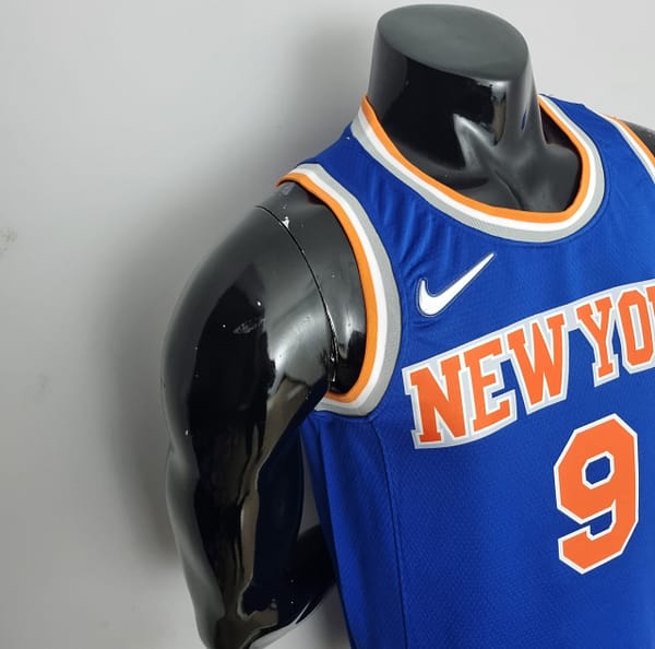 75th Anniversary Barrett #9 New York Knicks Blue NBA Jersey - Image 3