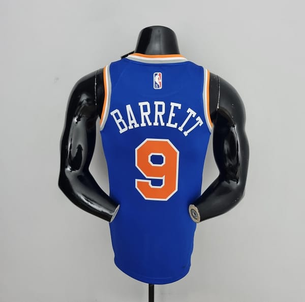 75th Anniversary Barrett #9 New York Knicks Blue NBA Jersey - Image 4
